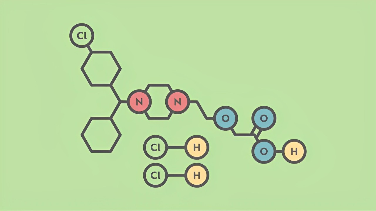 Estructura química del clorhidrato de cetirizina