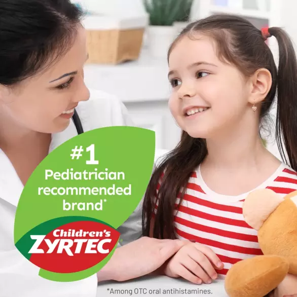 Image of Children's Zyrtec claim, #1 Pediatrician recommended brand* *among OTC oral antihistamines