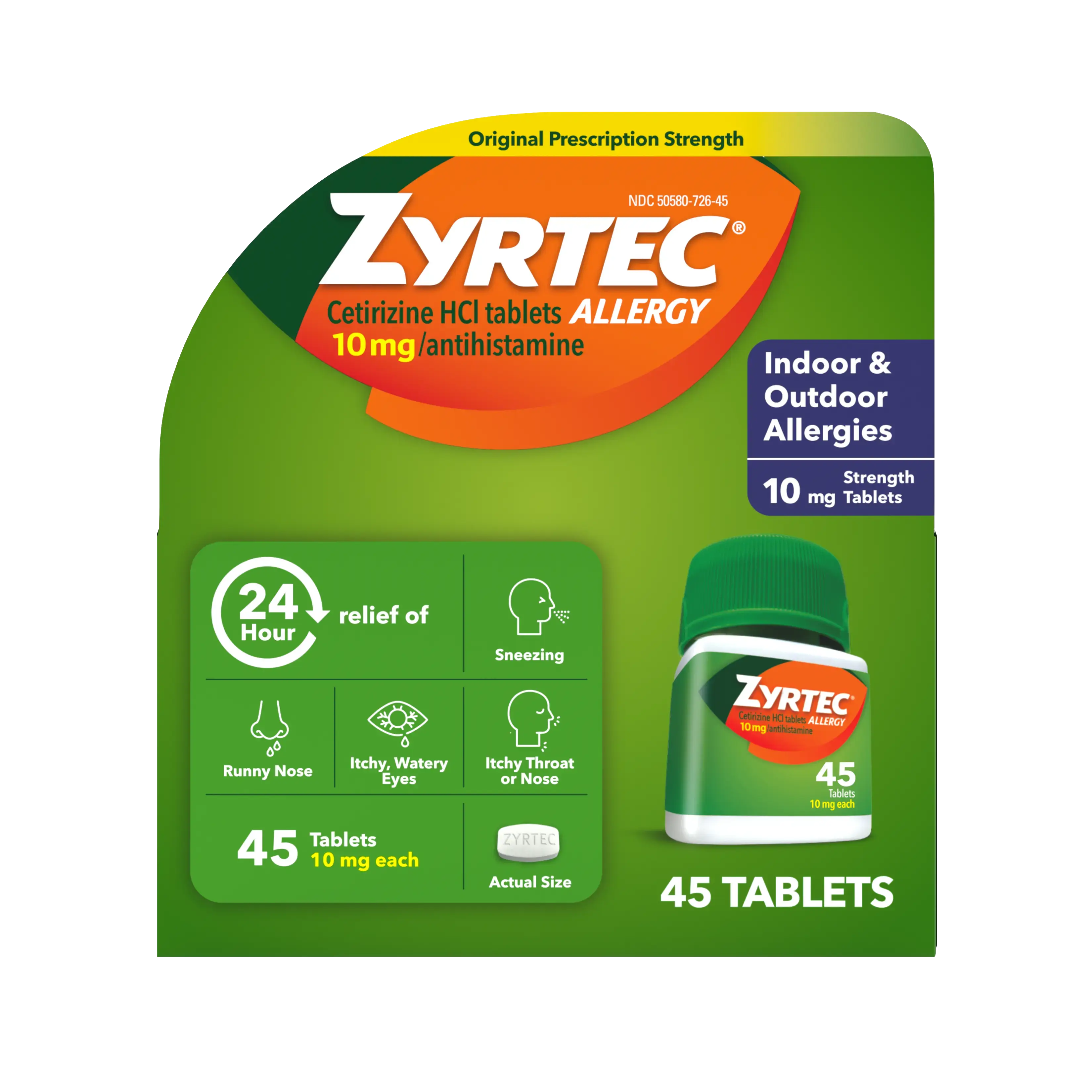 ZYRTEC® Allergy Relief Tablets with Cetirizine HCl Front of the pack