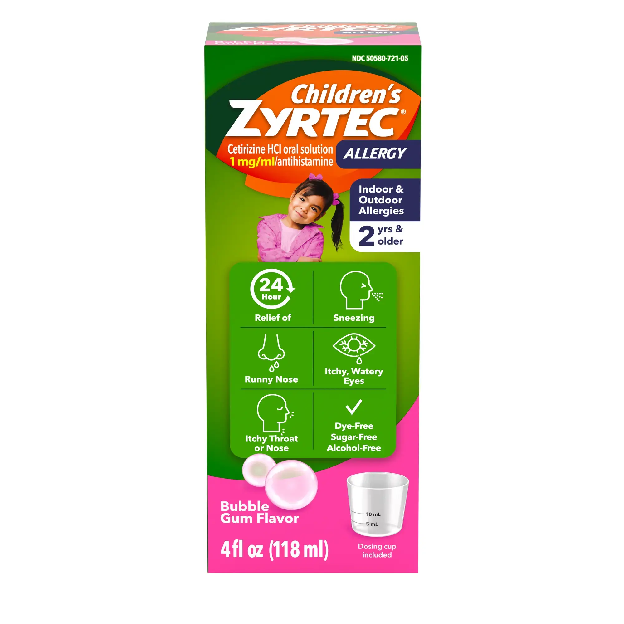 Children's ZYRTEC®  Bubble Gum Syrup 4 ounces Front of the pack