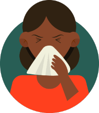 Woman sneezing from a mold allergy