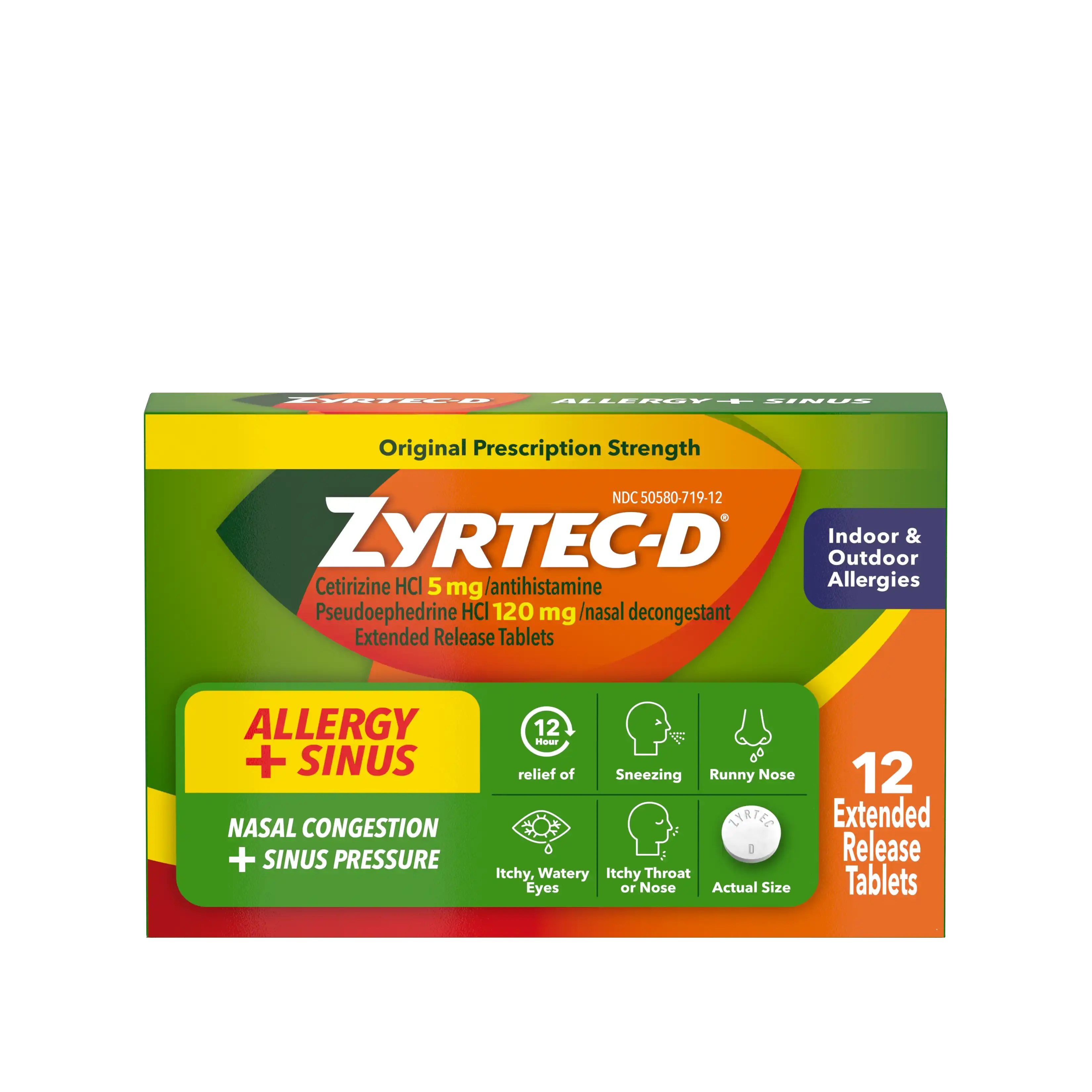 Allergy relief & nasal decongestant 12 count front pack image