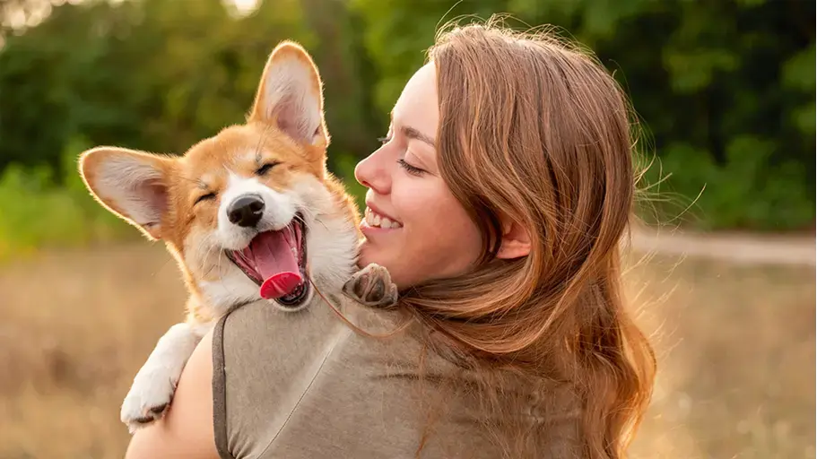 A person enjoying time outside with their dog