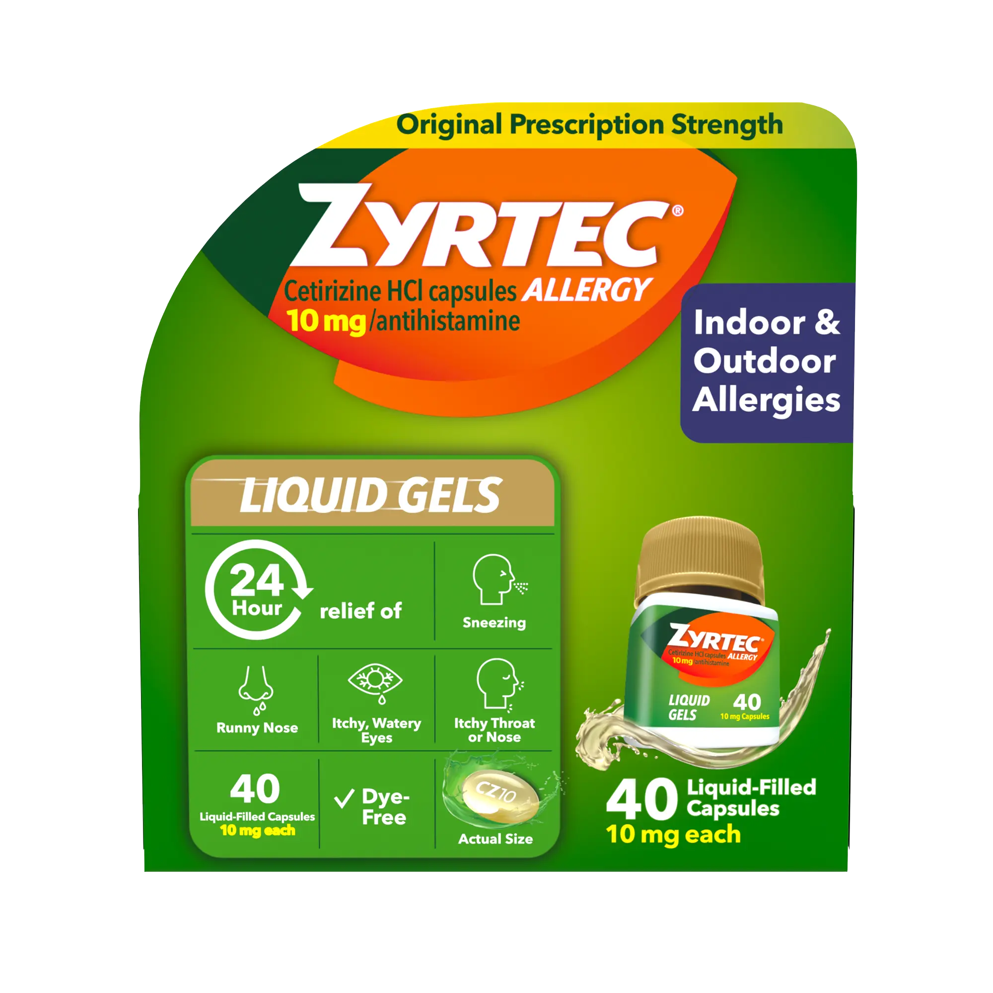 ZYRTEC® Allergy Relief Liquid Gels Front of the pack ZYRTEC® Allergy Relief Liquid Gels Front of the pack
