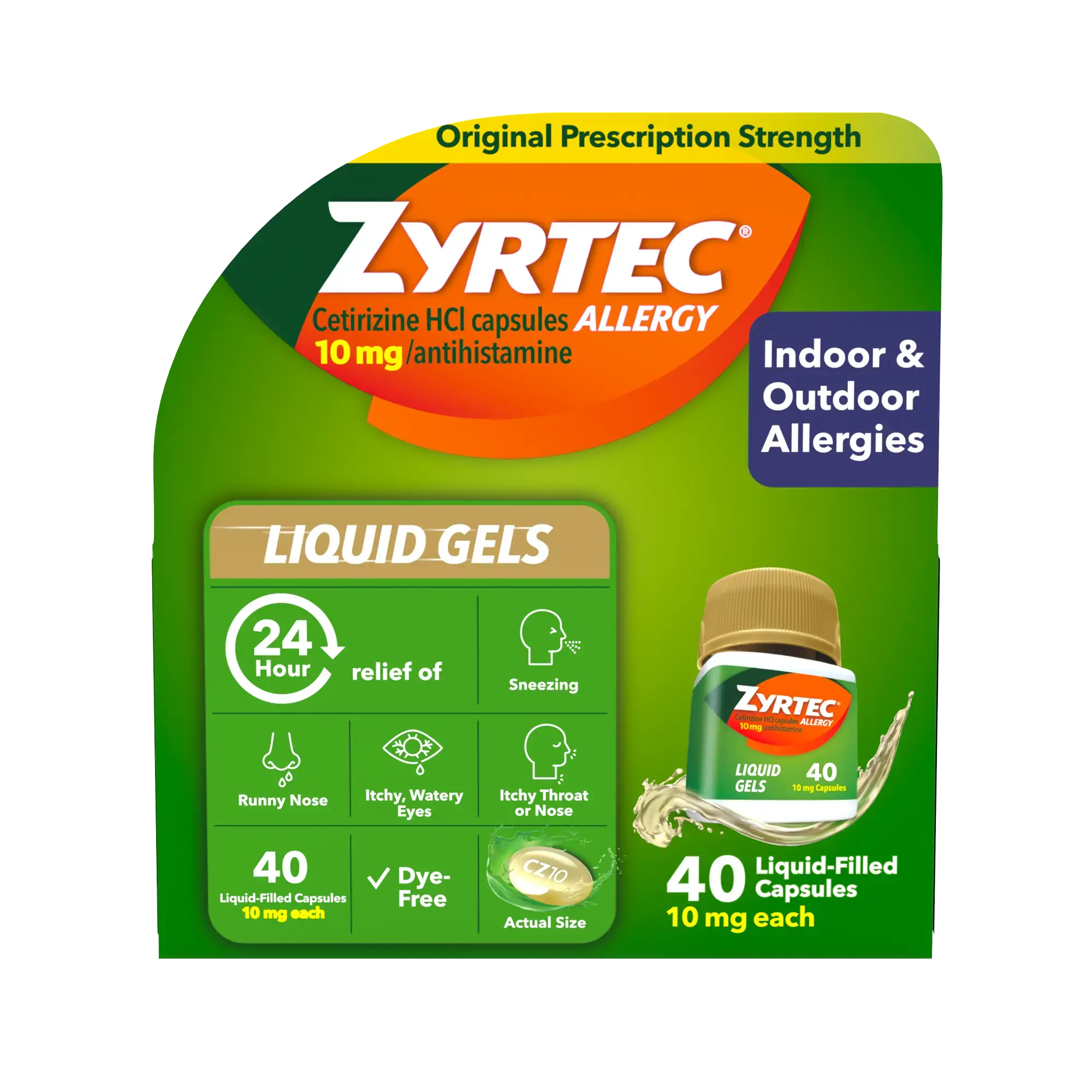 ZYRTEC® Allergy Relief Liquid Gels Front of the pack
