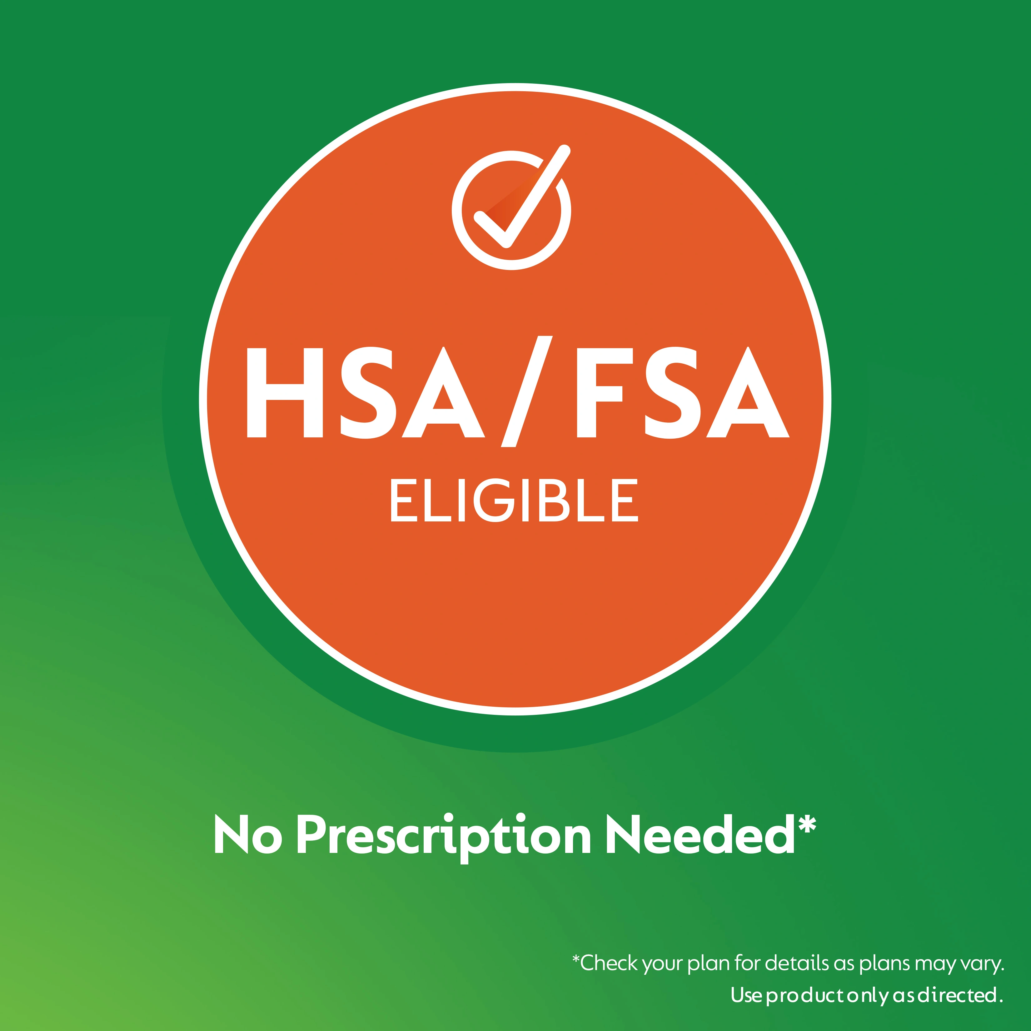 Graphic of HSA/FSA eligibility claim, no prescription needed*