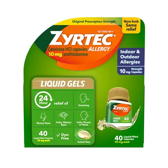 ZYRTEC® Allergy Relief Liquid Gels Front of the pack
