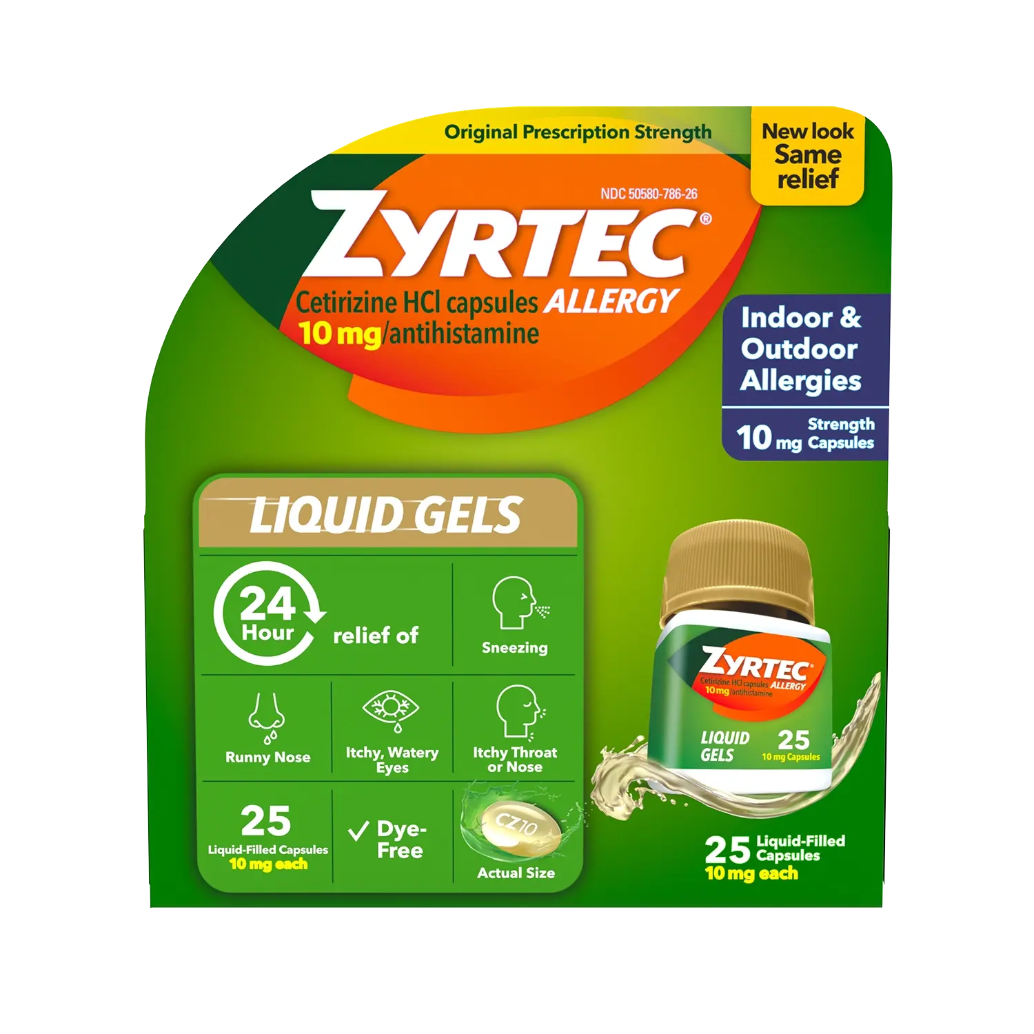 ZYRTEC® Allergy Relief Liquid Gels 25 count Front of the pack