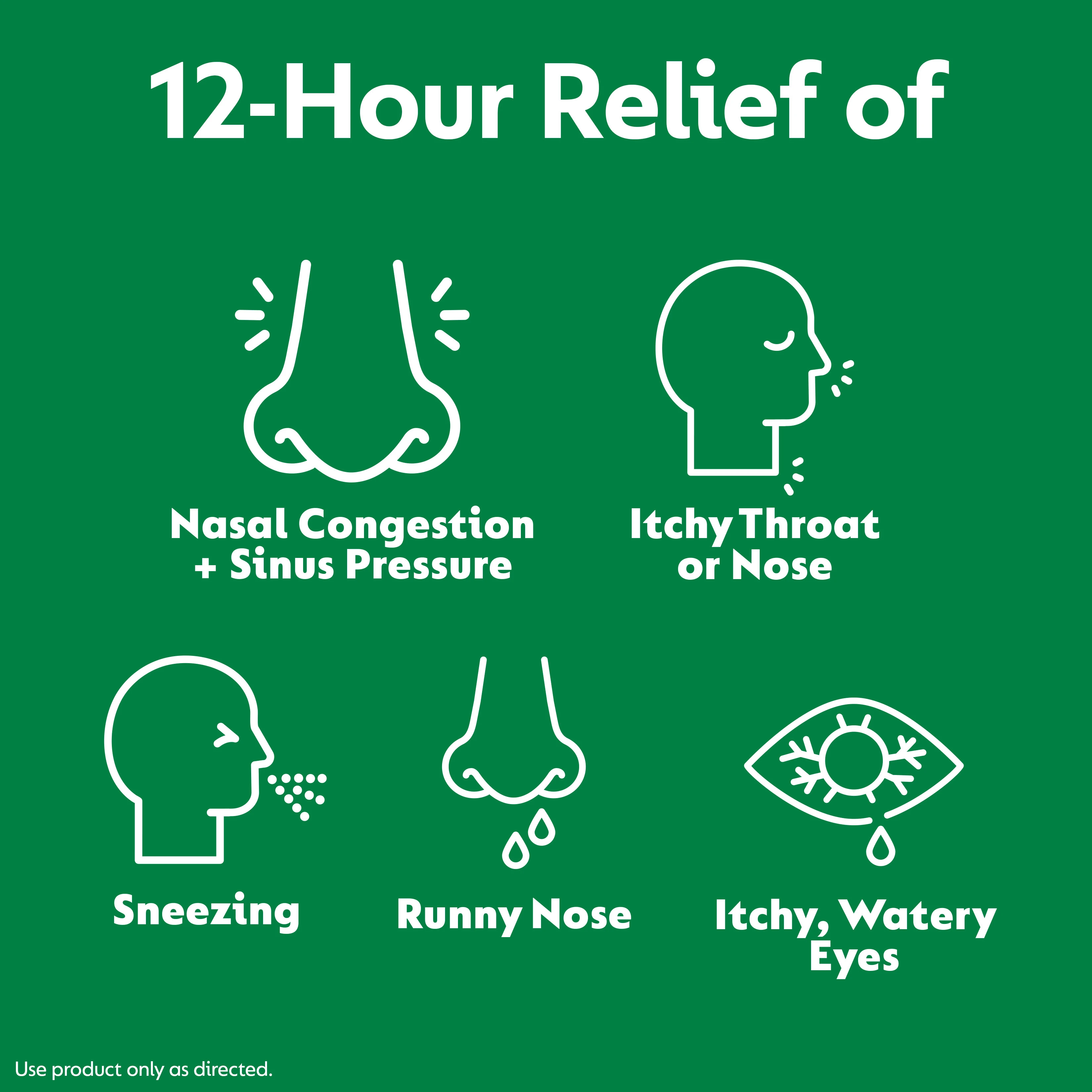 ZYRTEC®-D: 12-hour relief of nasal congestion, sinus pressure, itchy throat/nose, sneezing, & more
