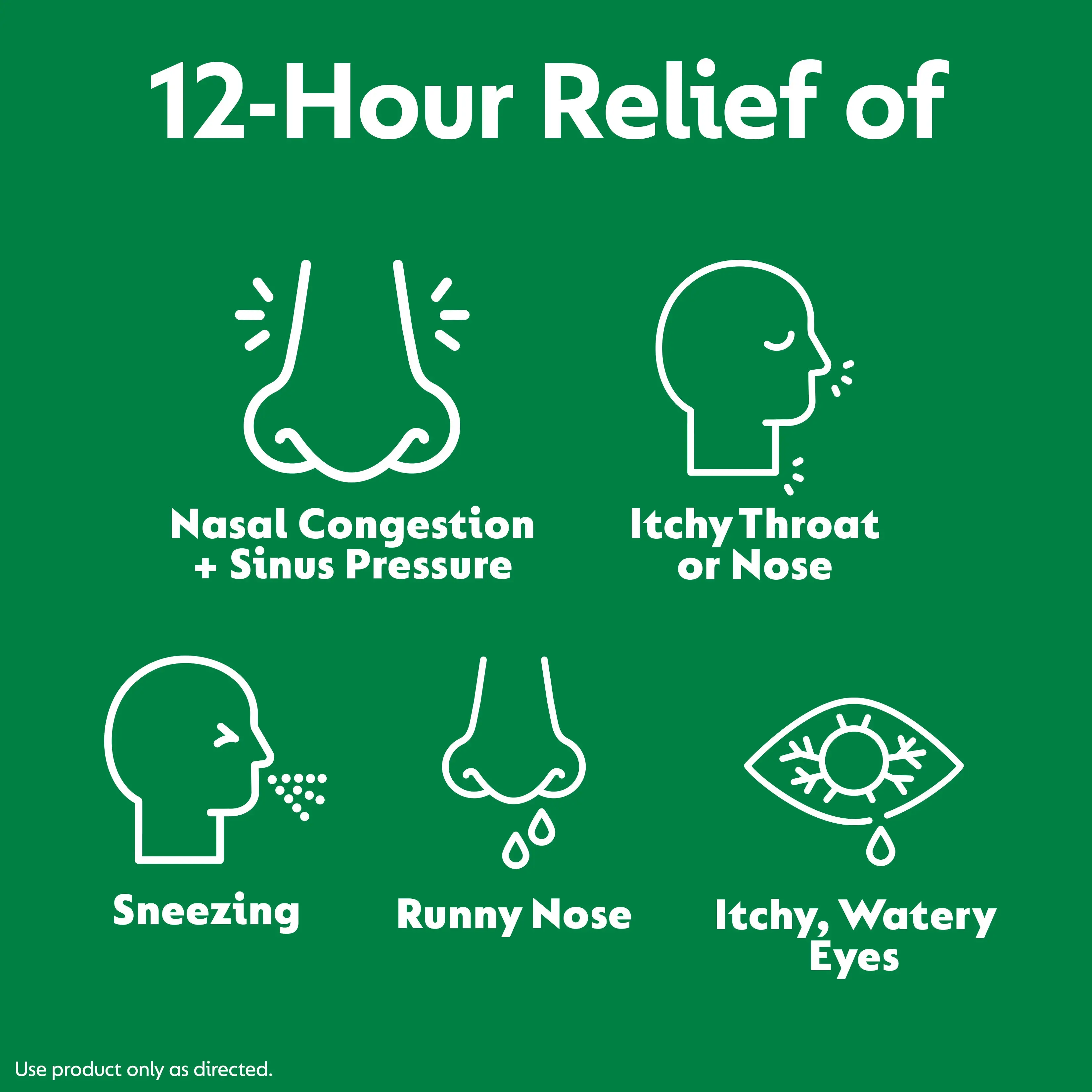 ZYRTEC®-D: 12-hour relief of nasal congestion, sinus pressure, itchy throat/nose, sneezing, & more