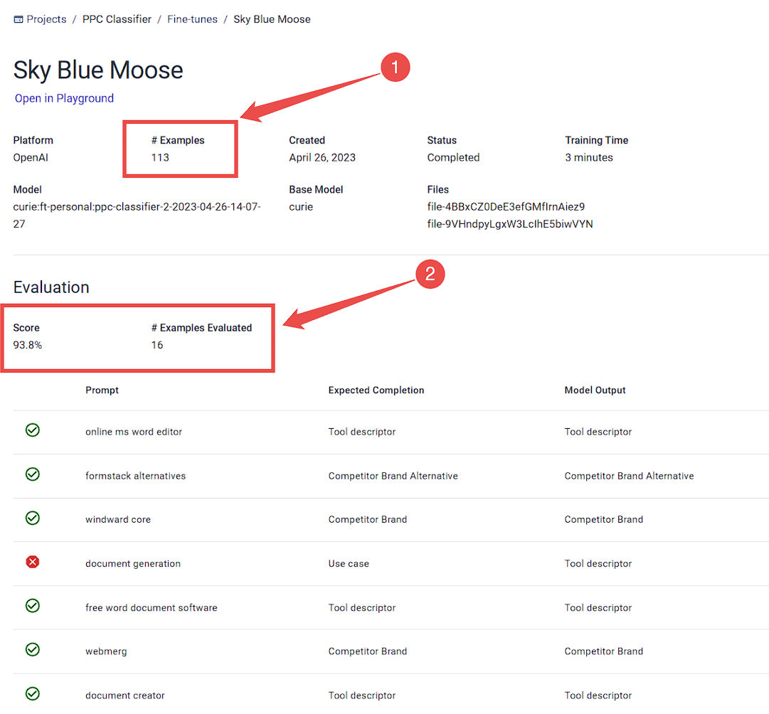 Fine-tune detail with validation score