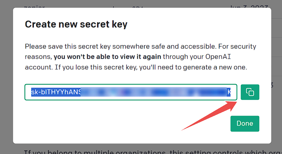 Copy OpenAI Secret Key