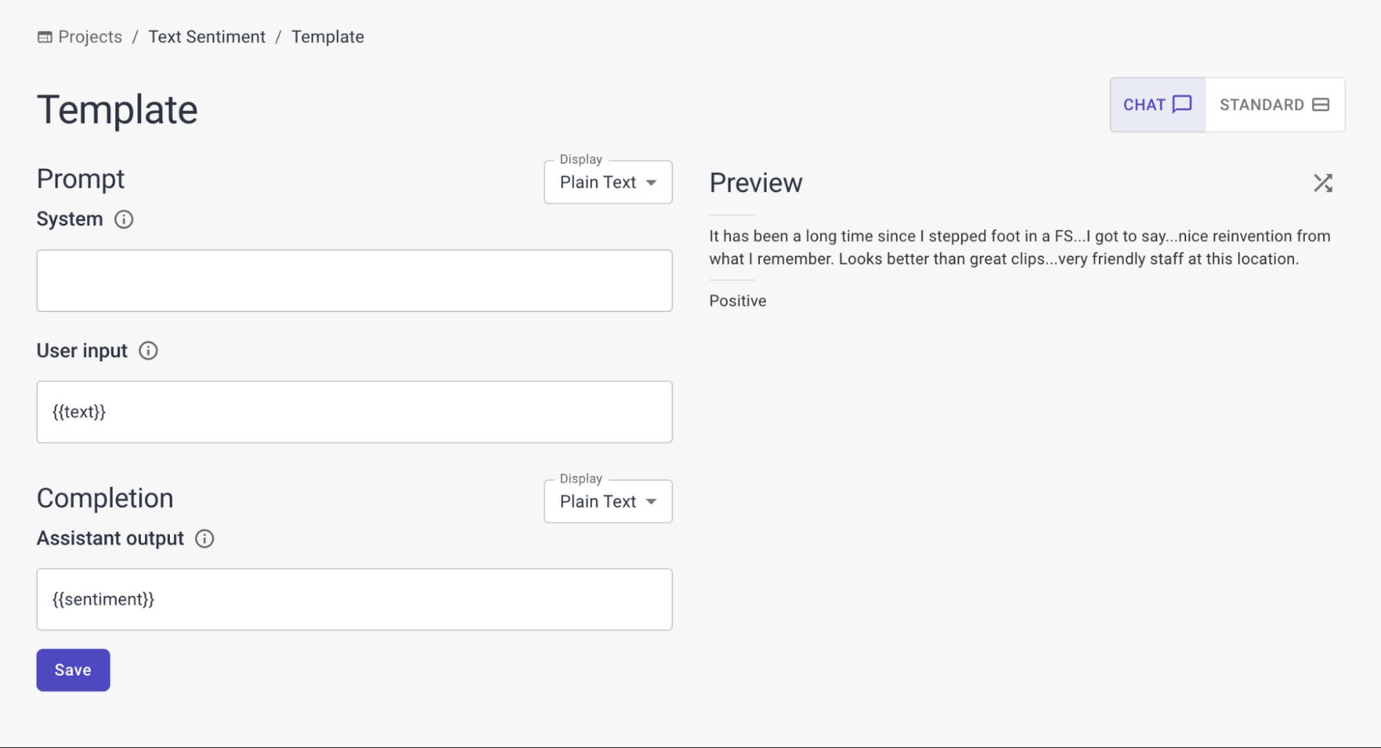 Default fine-tuning template