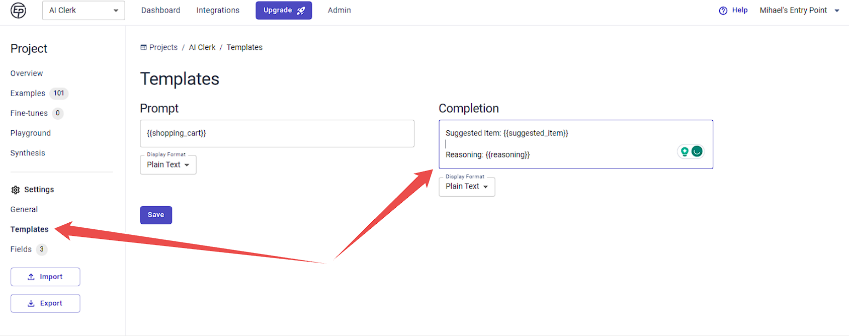 LLM Prompt and Completion Templates