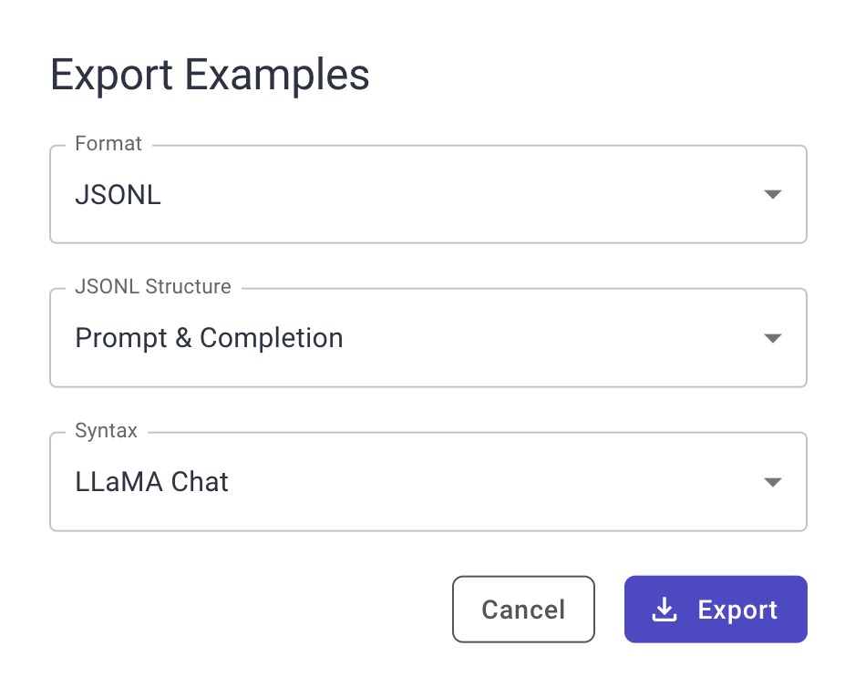 Export JSONL with Llama-2 Chat Syntax