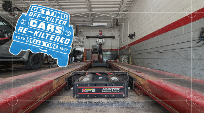 Belle Tire wheel alignment service bay