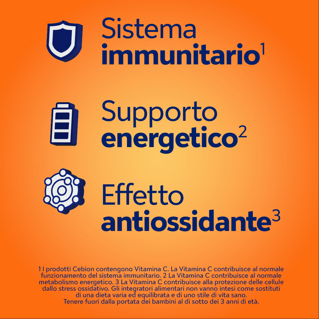 Vantaggi cebion per il sistema imunitario, energia, effetto antiossidante