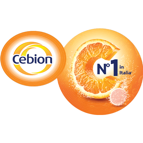 Immagine di una fetta d'arancia e logo Cebion