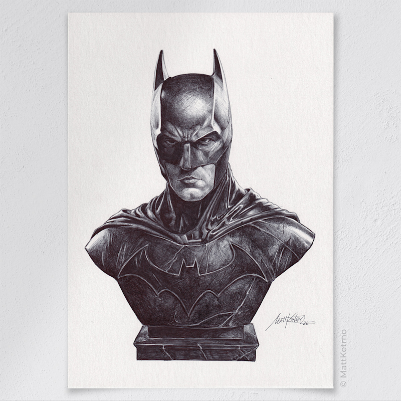 Batman Bust with BIC pen by MattKetmo