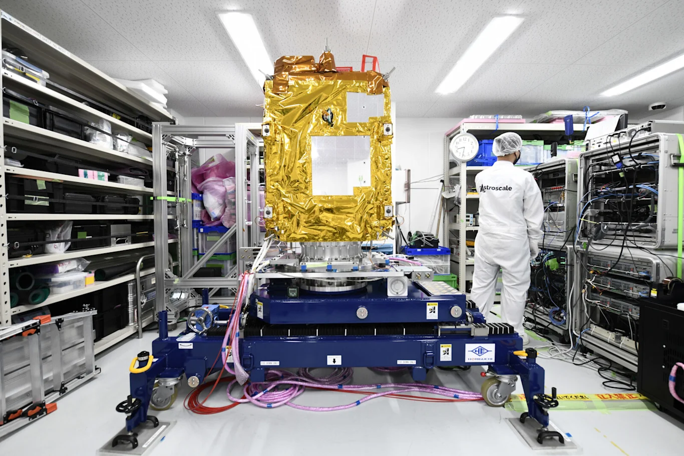 Photo of ADRAS-J in Cleanroom with Staff