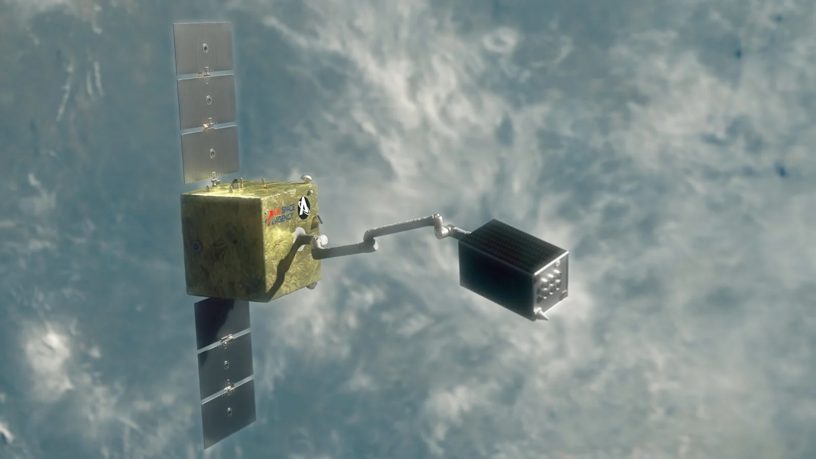 CG Image of COSMIC Docking with Debris Arm Extended