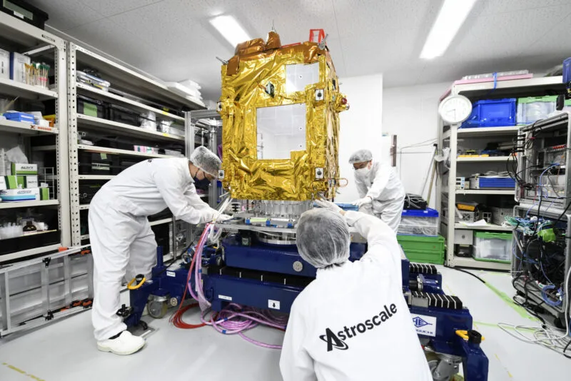 Photo of ADRAS-J with Staff Working in Cleanroom