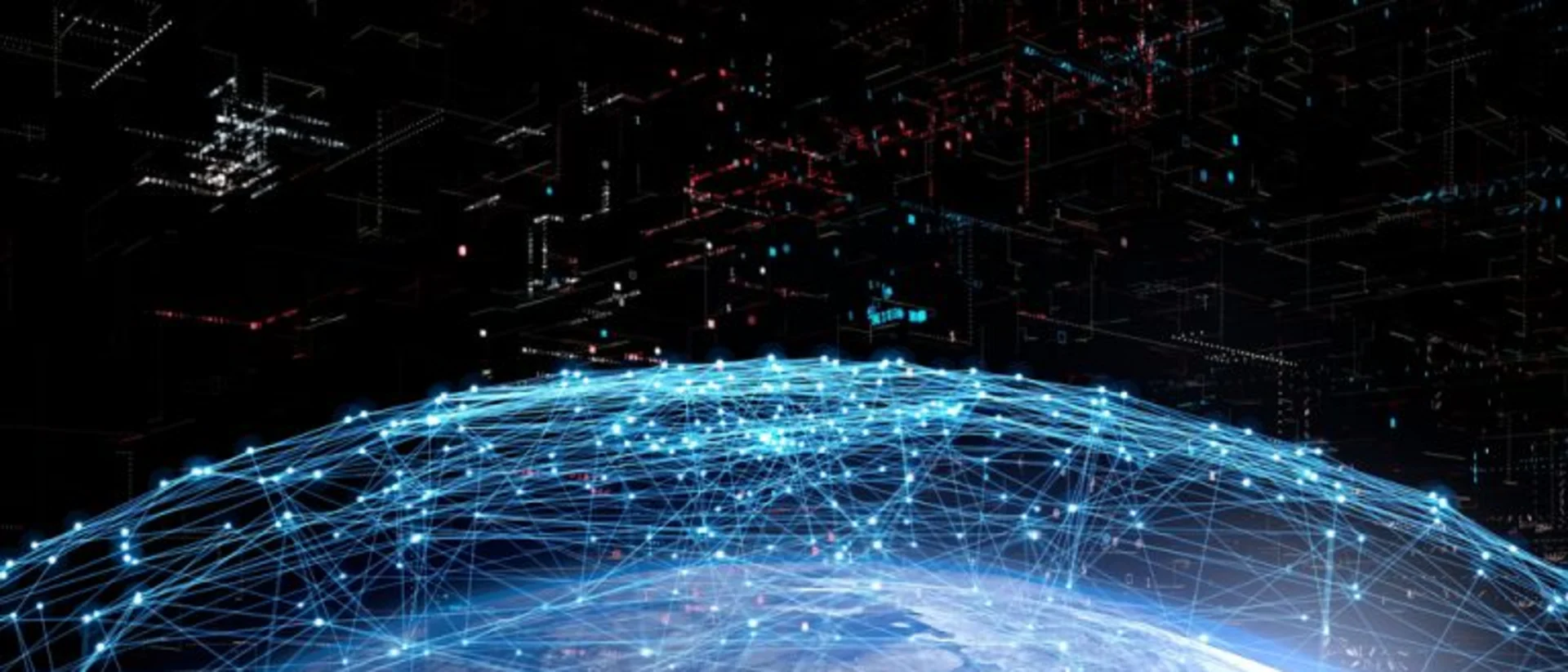 Satellite web connection and planet earth in the background