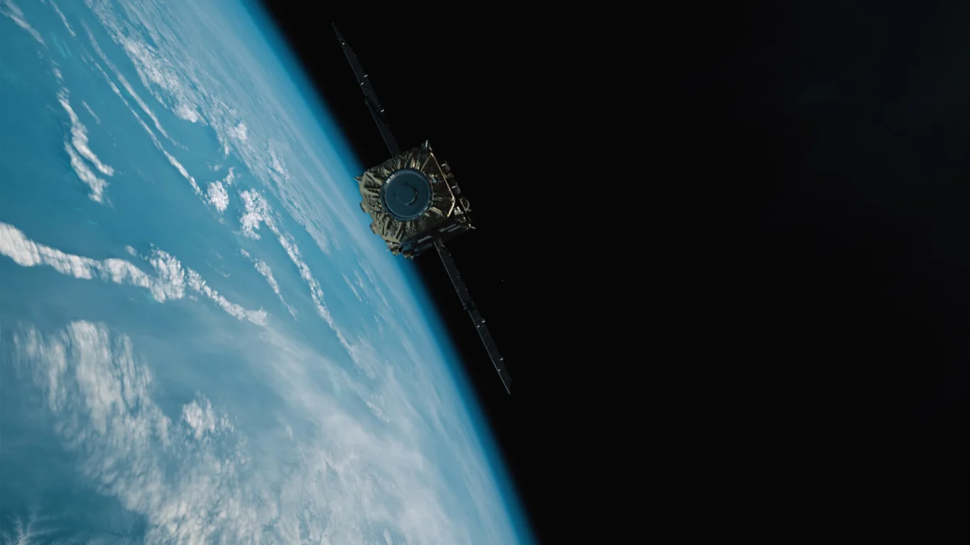 CG Image of ADRAS-J Orbiting Earth with Angle 2