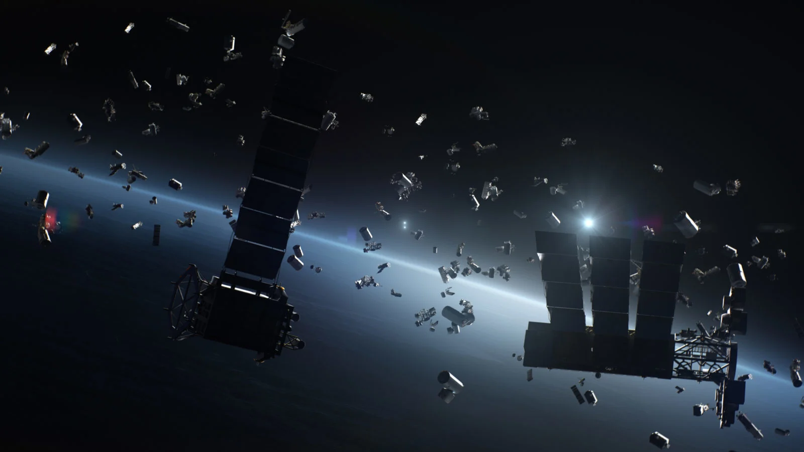 space-debris-around-planet-earth-waste-broken-artificial-satellites-floating-orbit-234791057