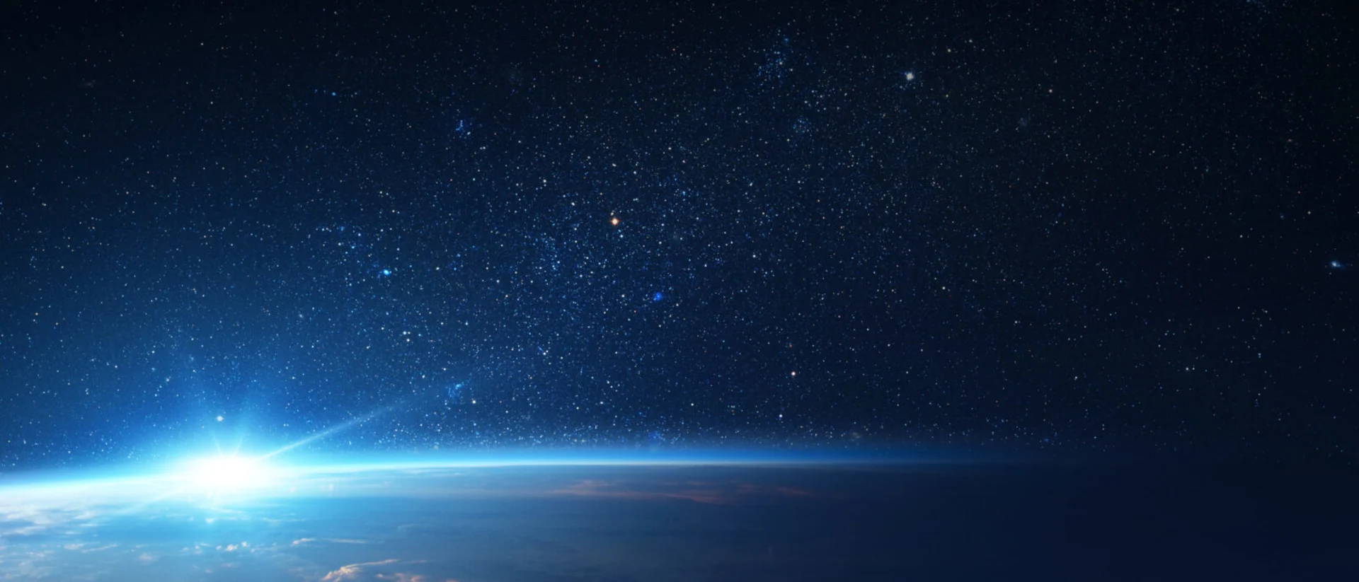 Sun Comes Up from Behind Earth in Space