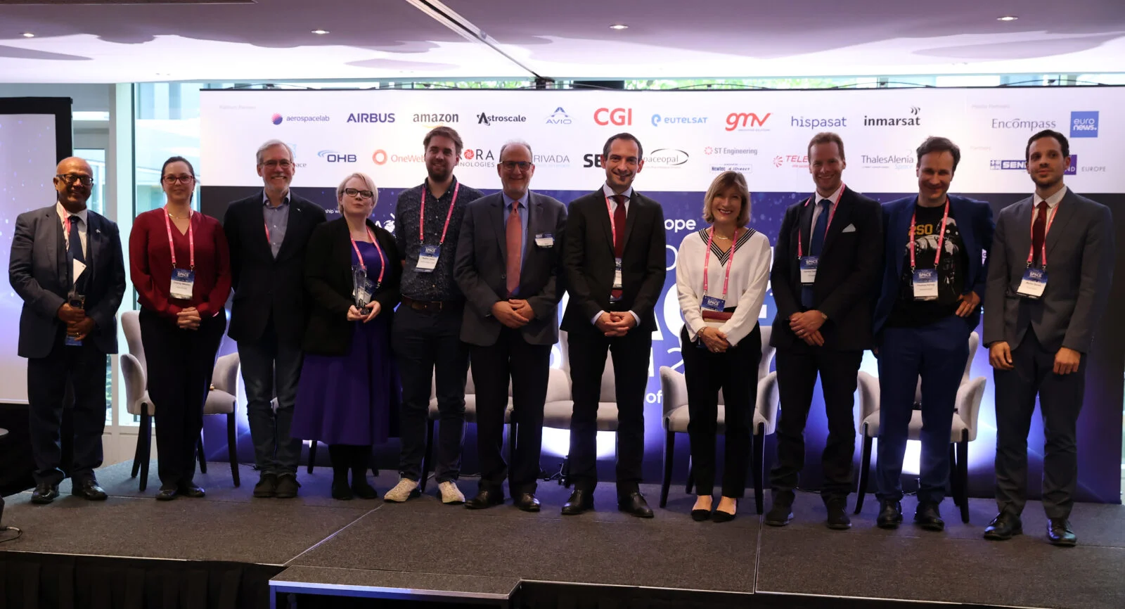 Winners and presenters of the Sustainability in Space Award and Innovation in Space Award at EU Space Forum 2022.