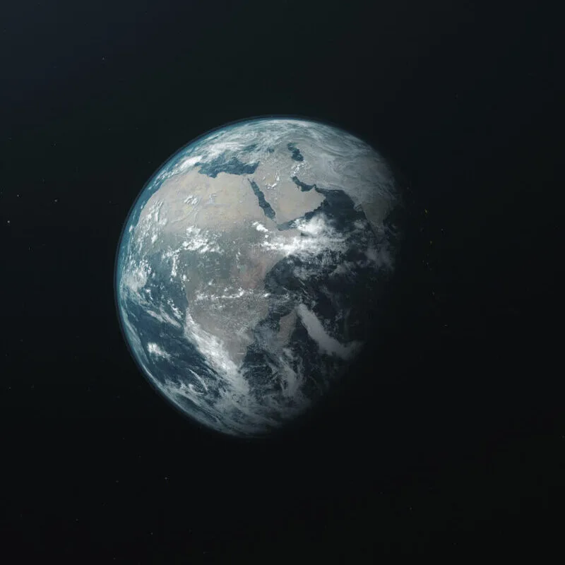 Earth orbit zoom reverse open space background