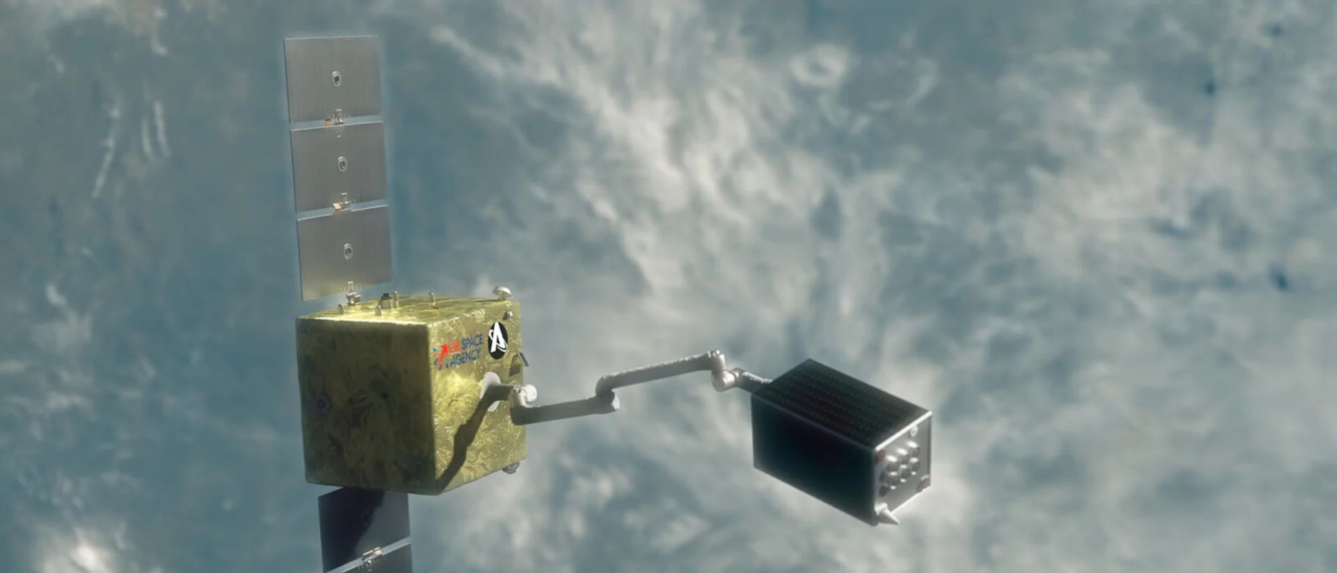 COSMIC servicer artist impression collecting. Copyright Astroscale