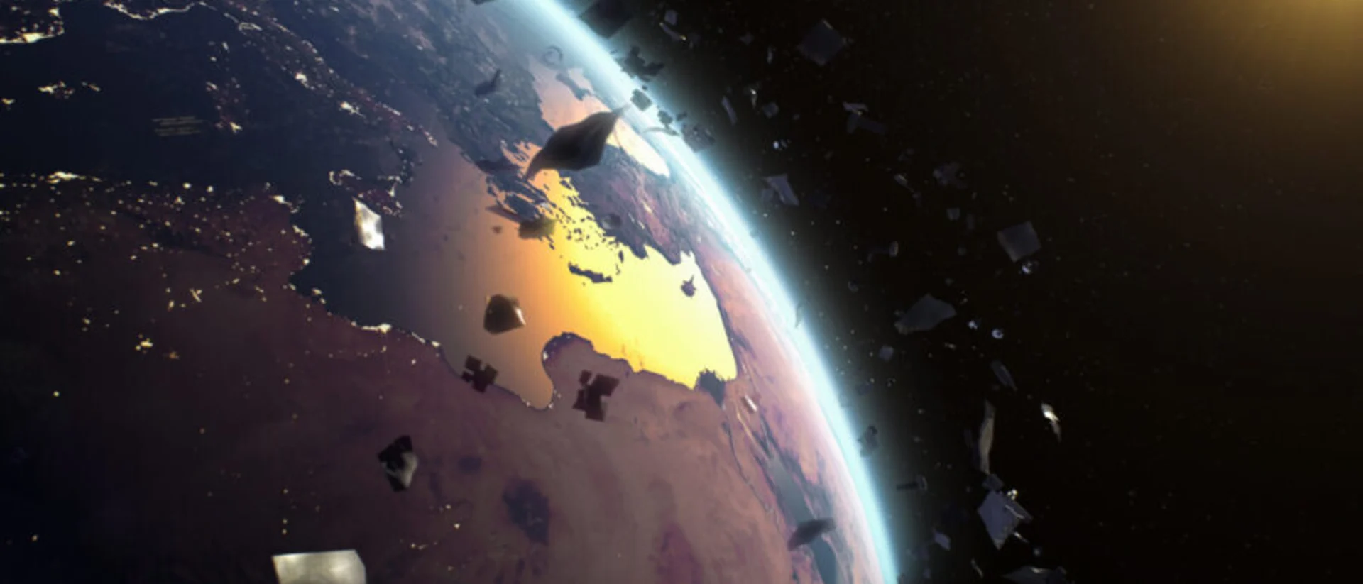 Space debris around planet Earth