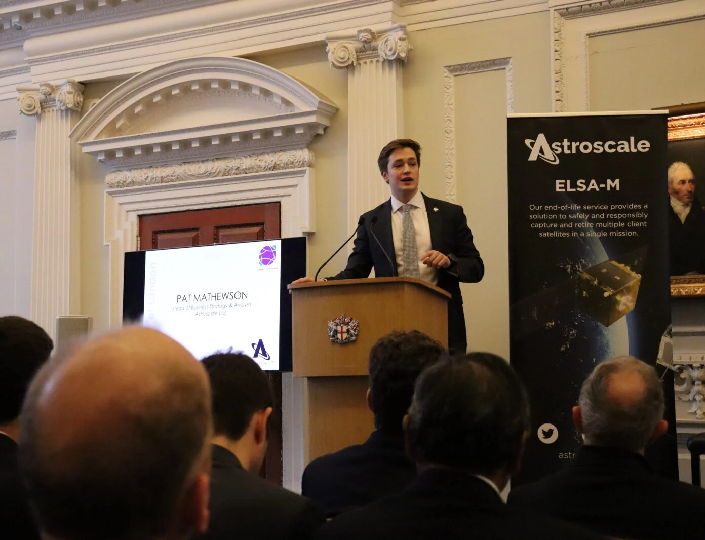 Pat Mathewson presenting for Astroscale UK.