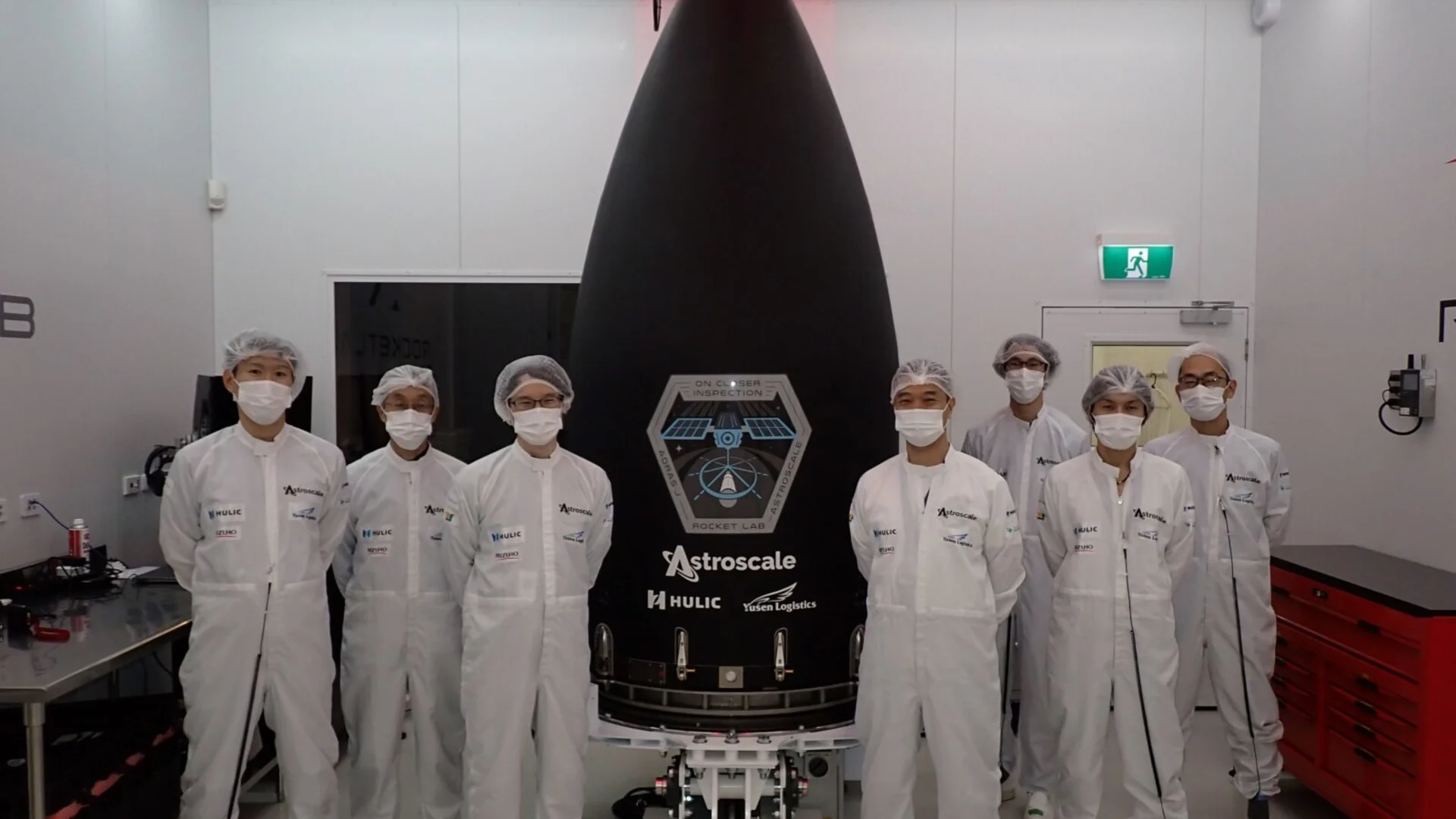 Members of Astroscale Japan's ADRAS-J Team at Rocket Lab