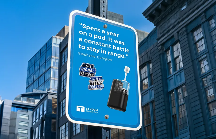 Image depicting a Tandem Mobi advertisement in a city view