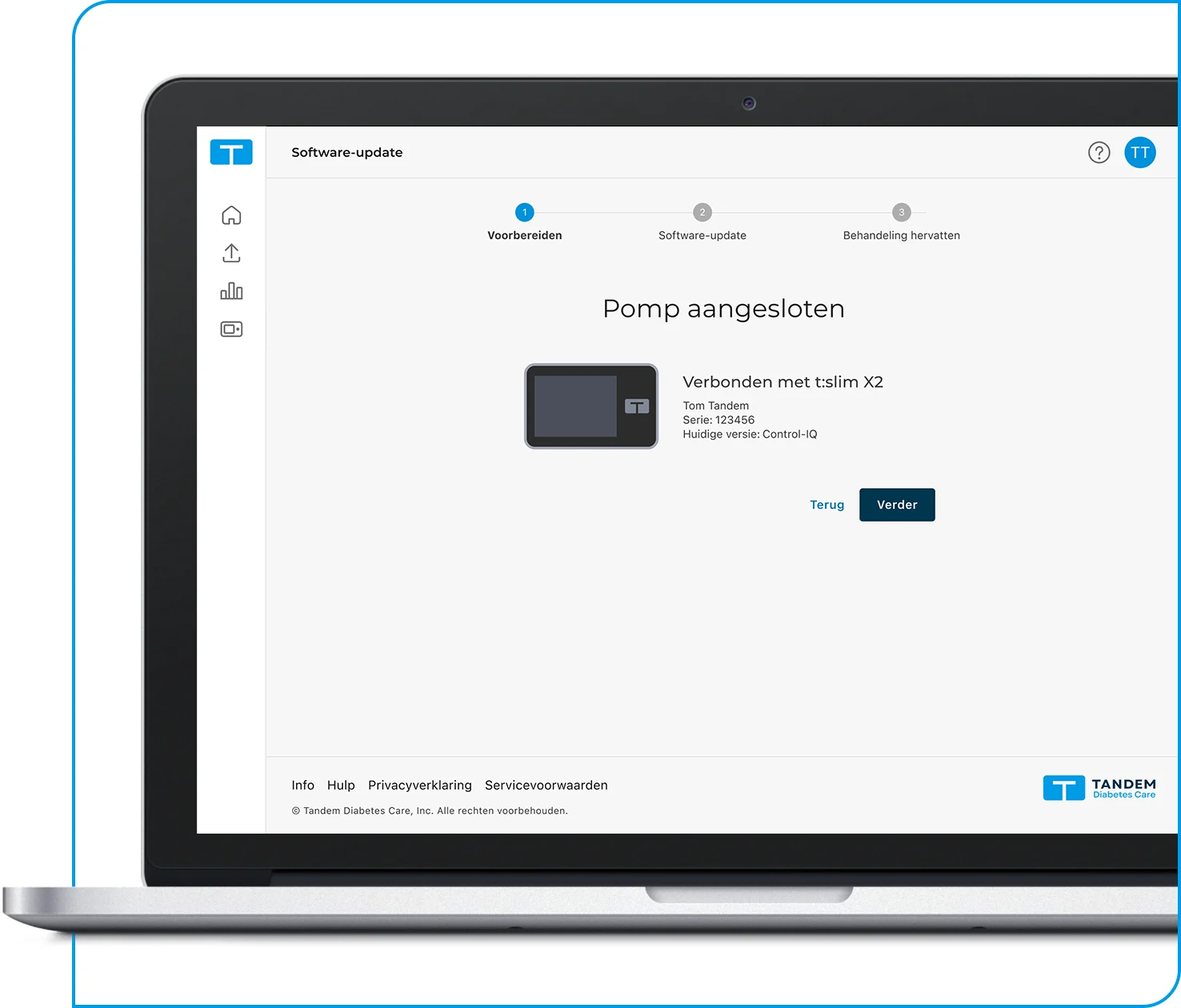 Tandem Source platform, Pump Connected screen