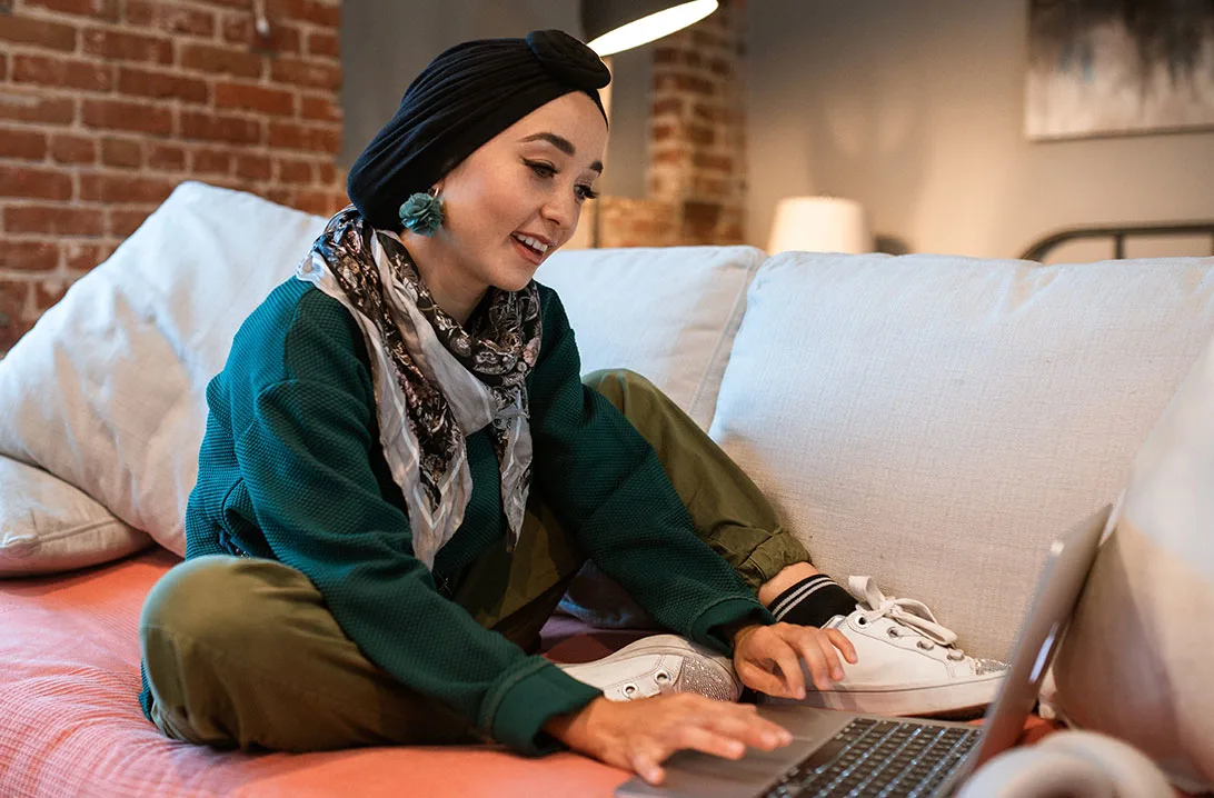woman using a laptop computer