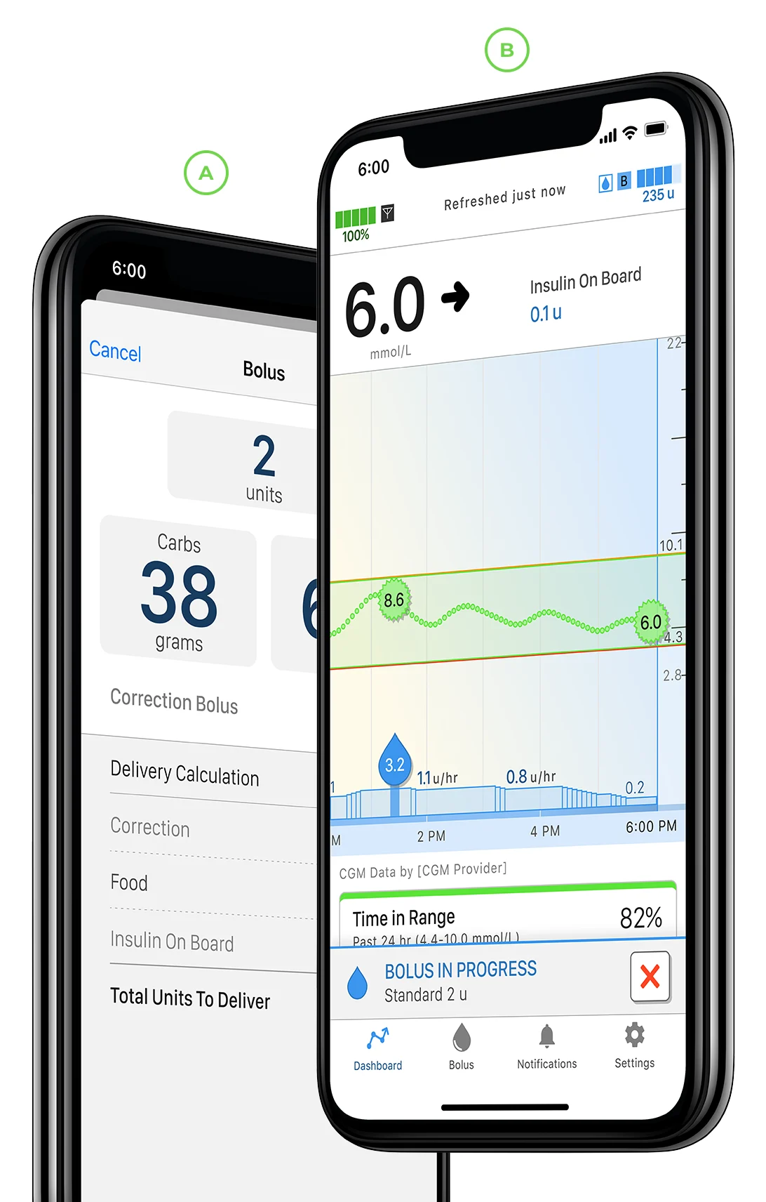 Mobile app screens