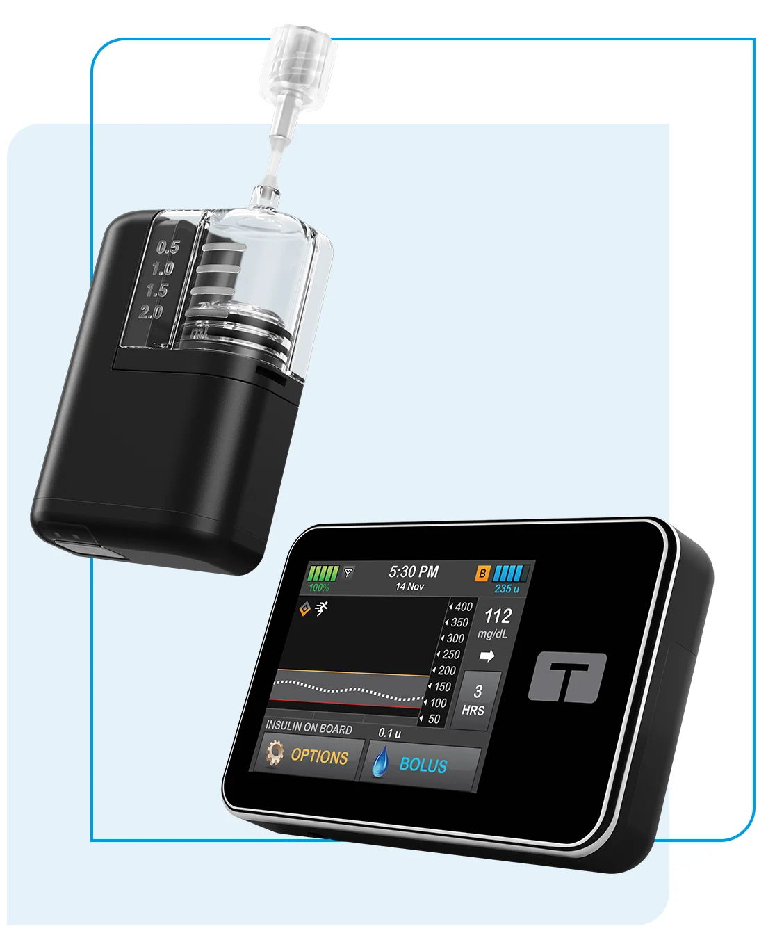 Tandem Mobi and t:slim X2 insulin pumps