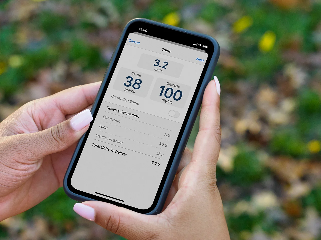 Mobile Bolus Screen on mobile app