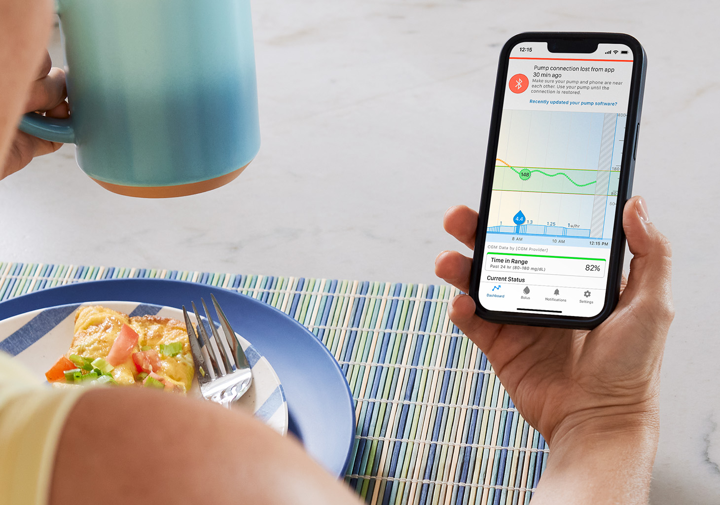 Mobile App Pump Connection Lost screen