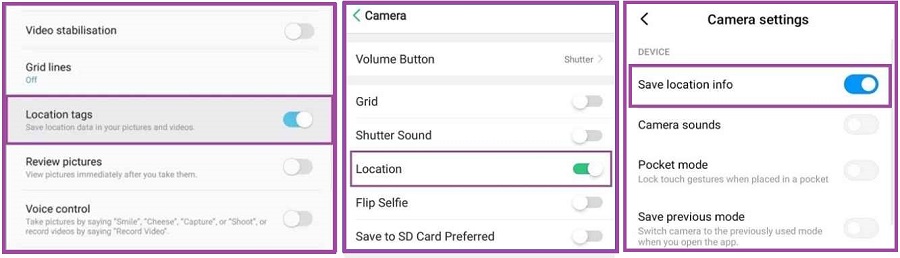 Gps tags in android