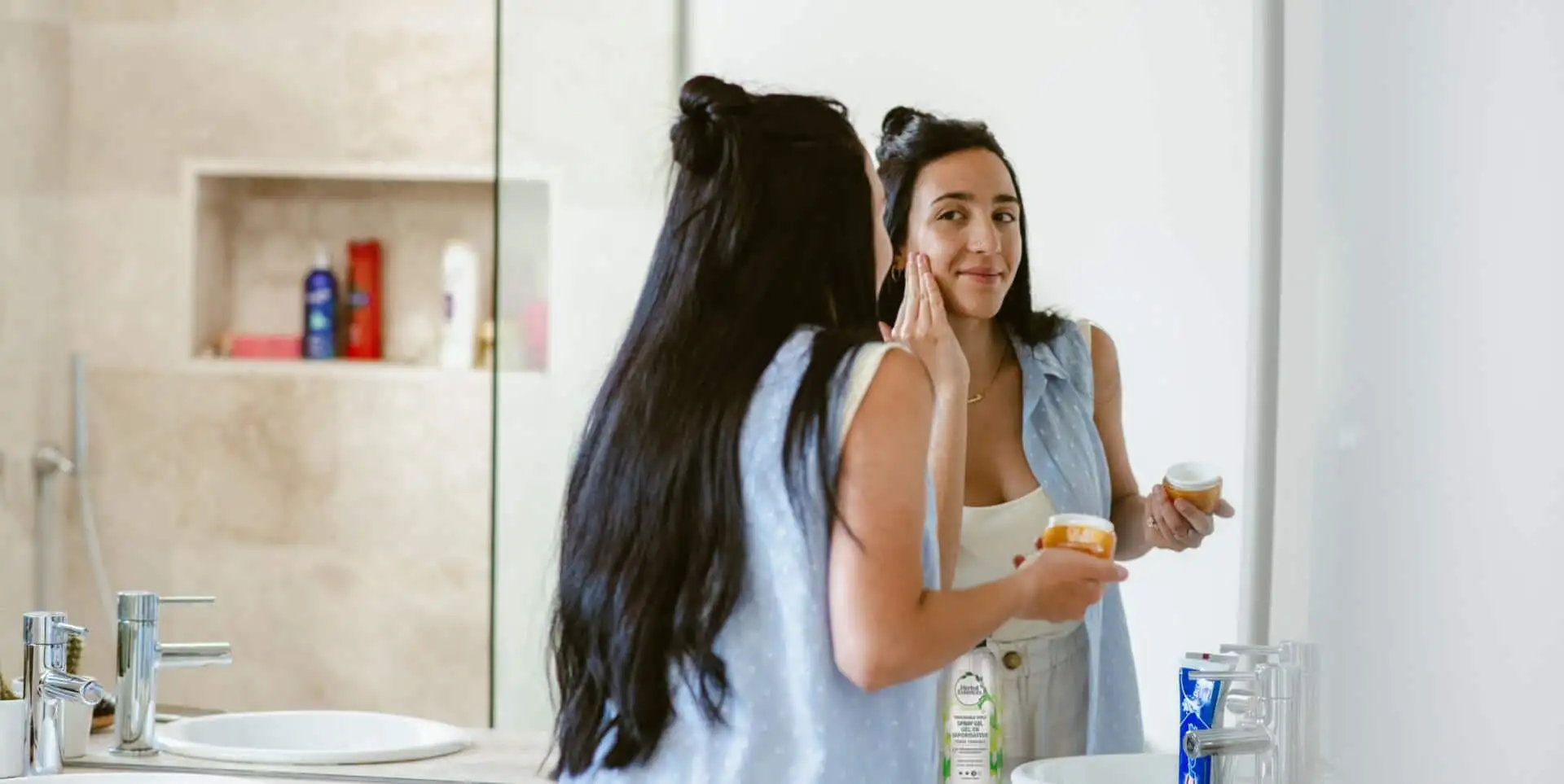 Woman taking care of her skin