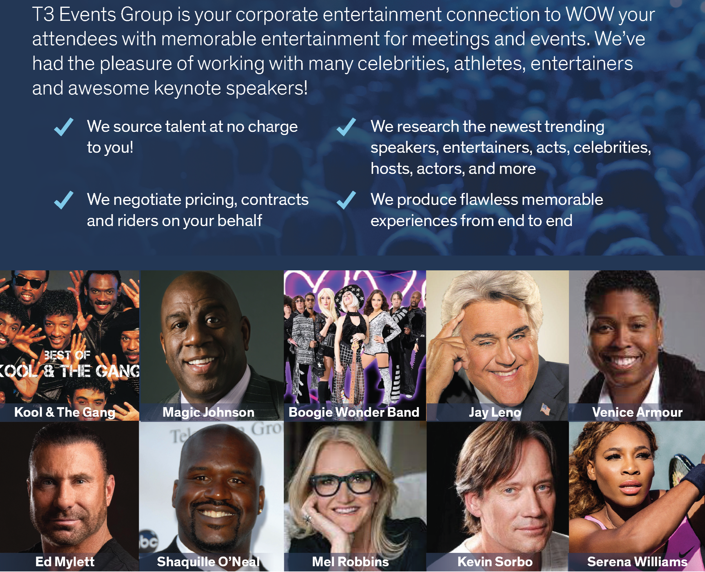 Event speakers and entertainment brochure