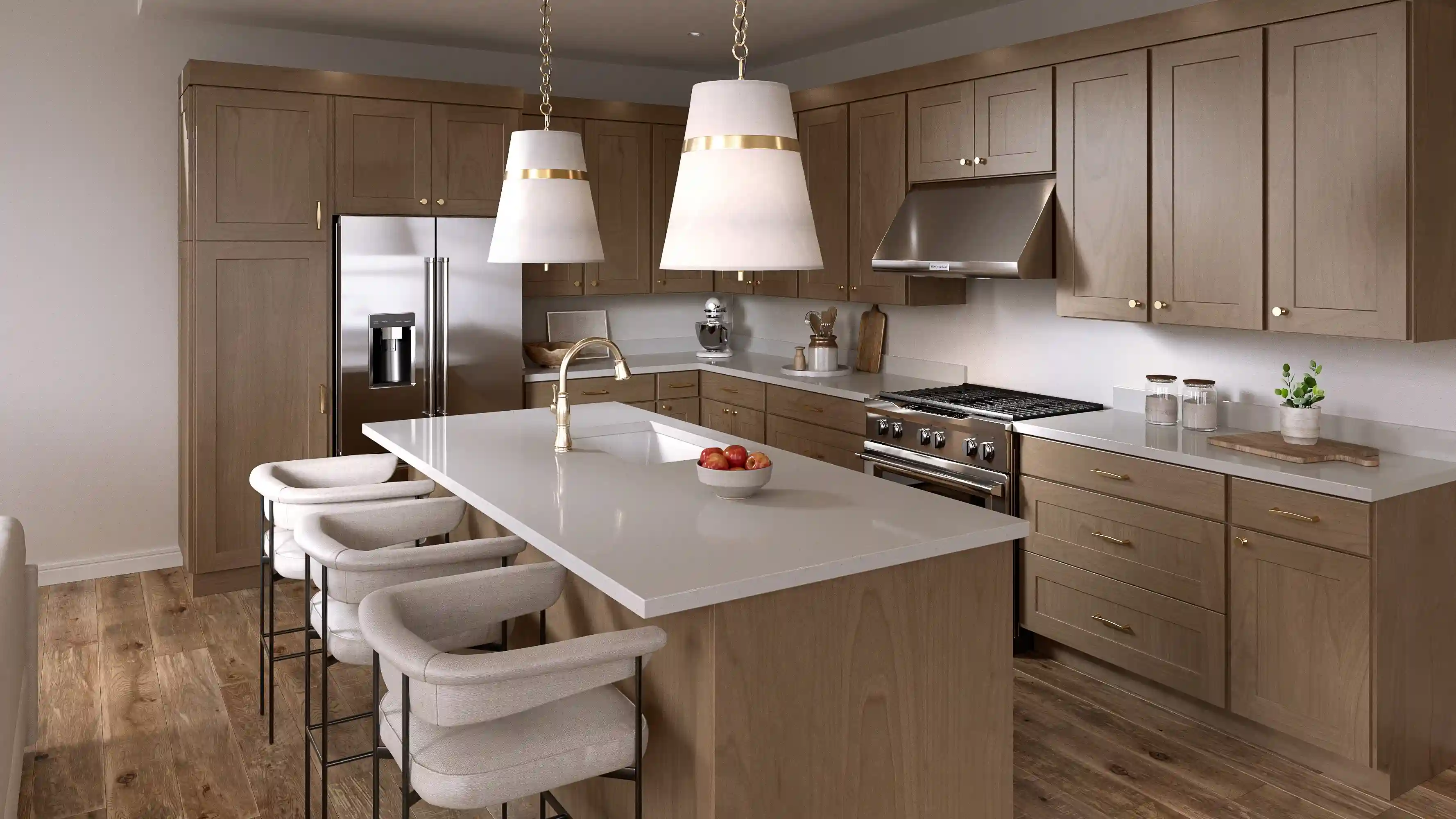 A kitchen created through Dwellify's room visualizer tool. 