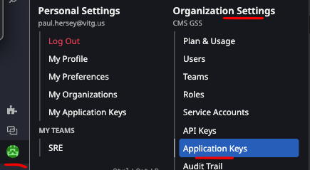 API Keys & Application Keys | CMS Hybrid Cloud