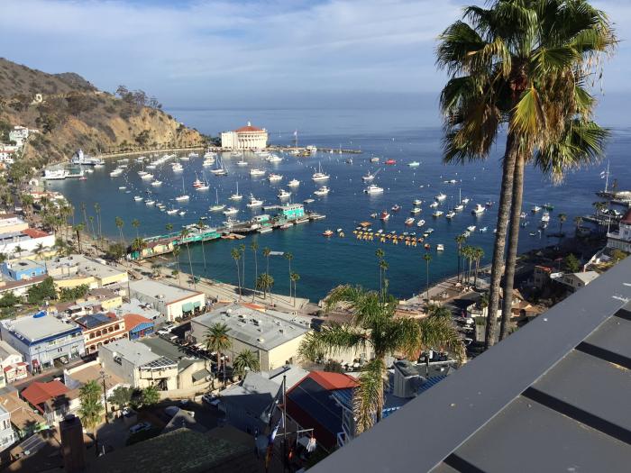 The view from a beautiful new solar powered home on Catalina Island.