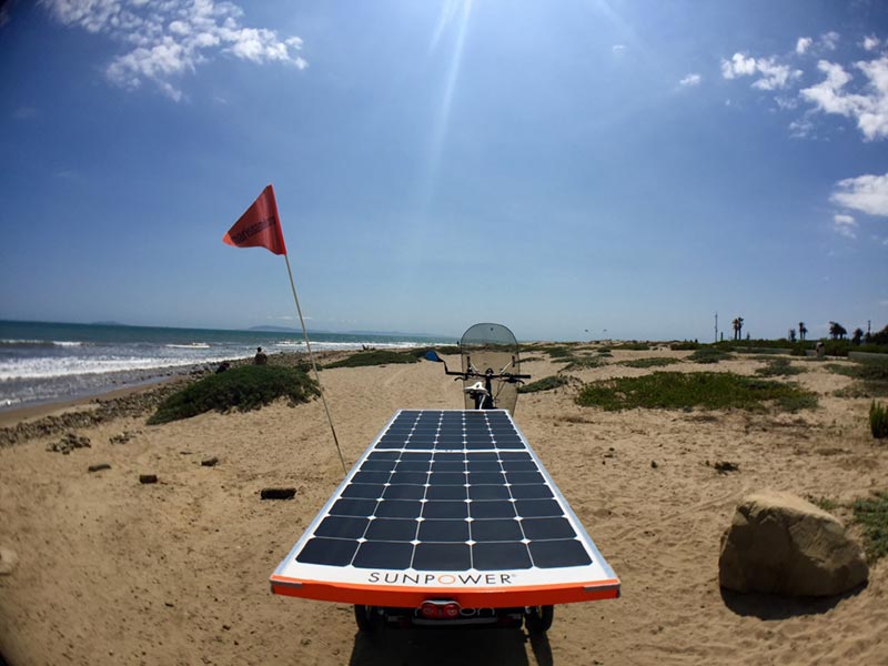 Solar bike powered by SunPower solar panel